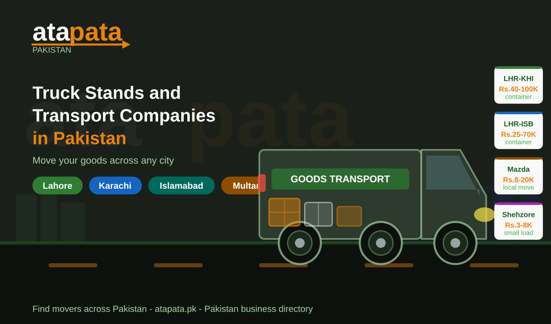 Truck Stands and Transport Companies in Pakistan: Move Your Goods Across Any City