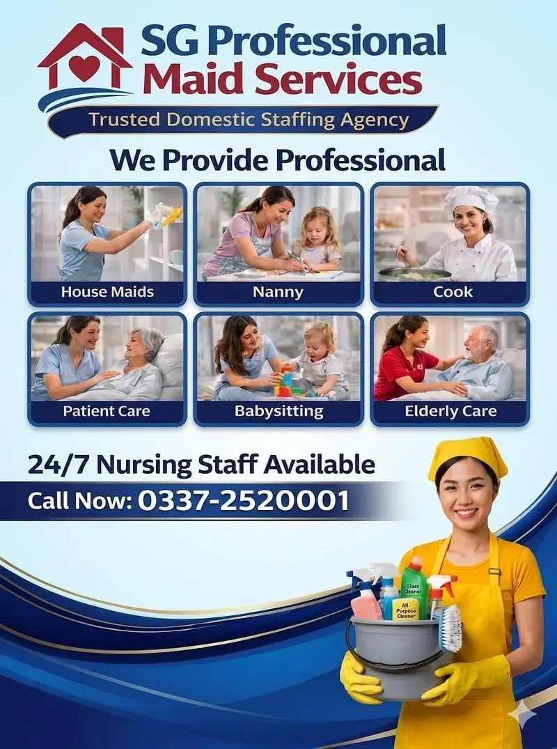 House Maid Baby Nanny Nurse Attendant Cook Helper Batman Sweeper