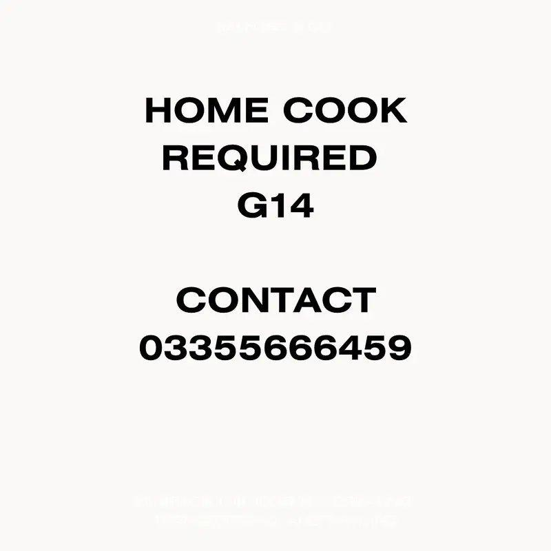 Home Chef/Cook Required