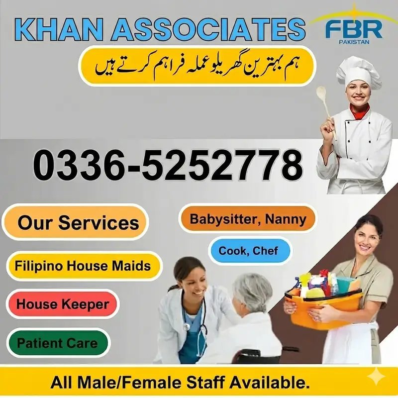 Cook ,Chef, Chienese Cook, Pakistani Cook, Maids, Driver ,Patient Care