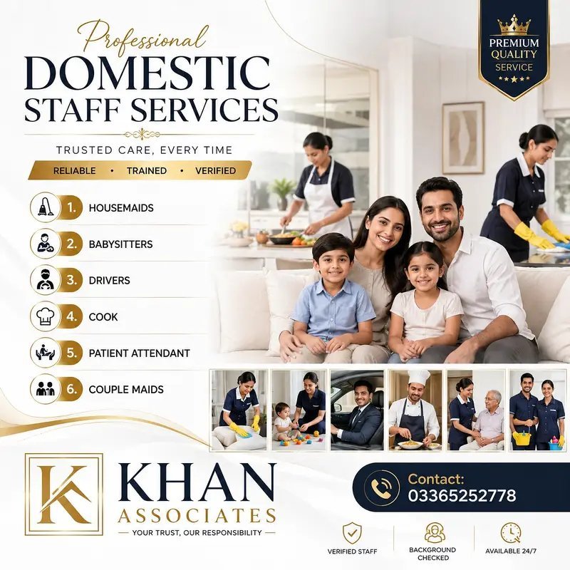 House Maid Babysitter Nanny Cook Nurse Couple Chef Domestic Staff