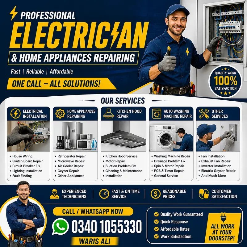 Professional Electrician & Home Appliances Repair Services
