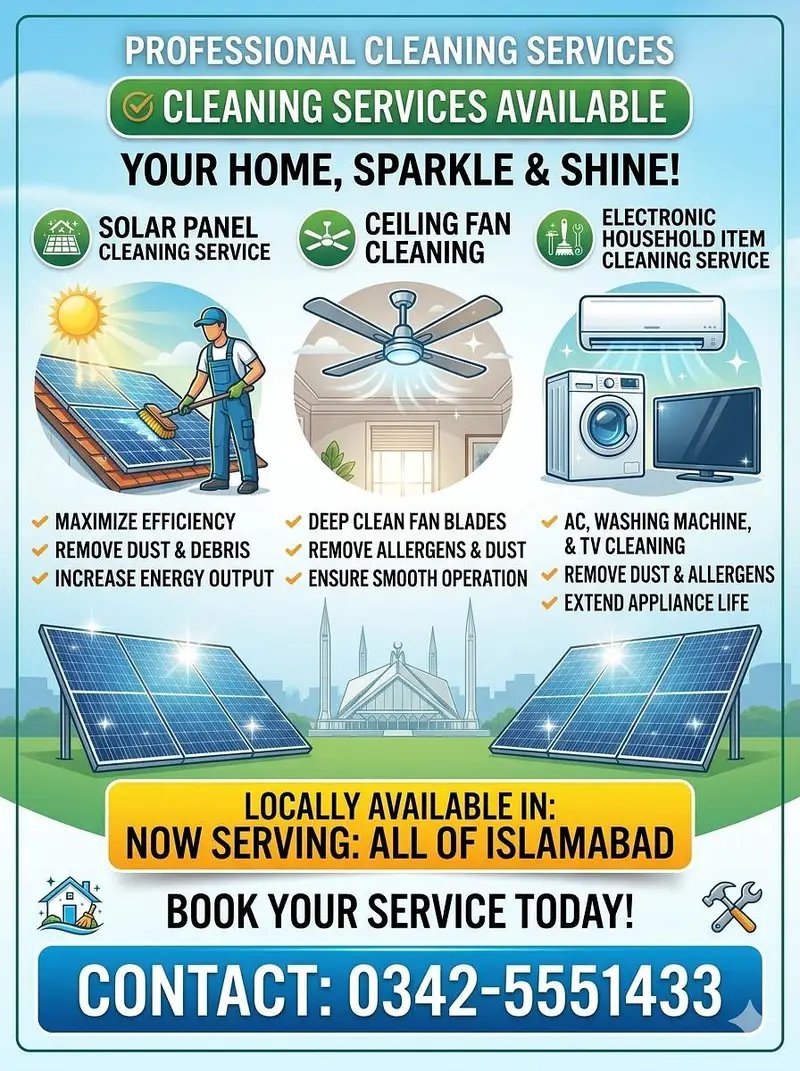Ac Ceiling Fans Solar Panels Cleaning Service