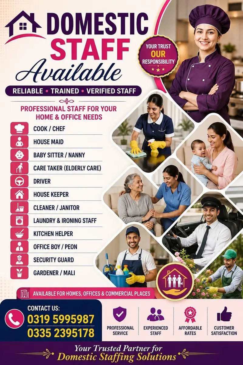 Neat & Clean Domestic Staff Provider