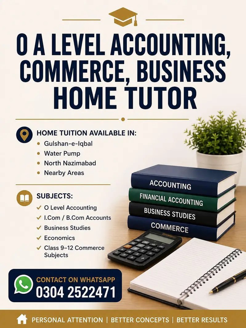 O A Level Accounting & Commerce Home Tuition