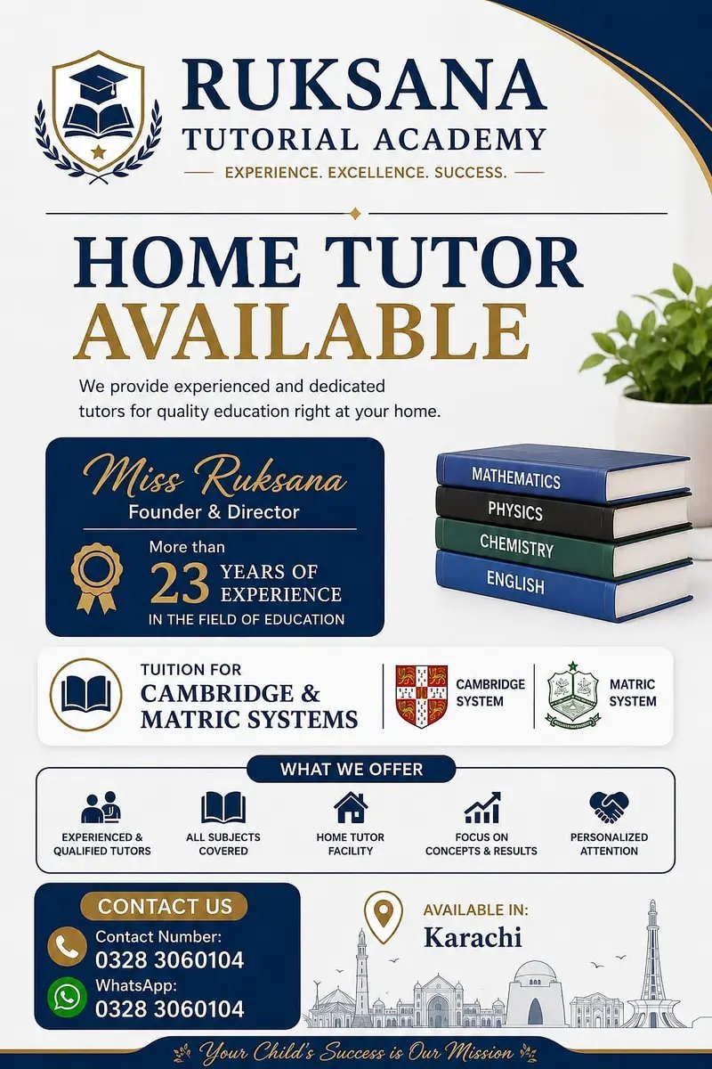 Home Tutor And Tuition Provider