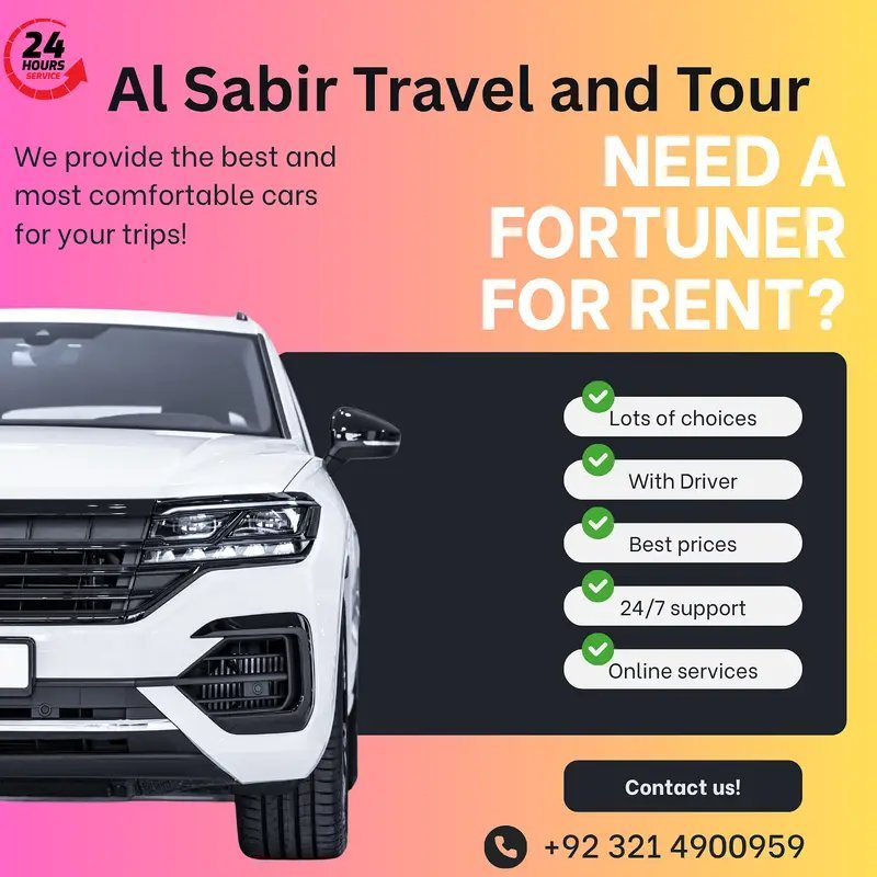 Fortuner - Car Rental In Lahore, Rent A Car, Rent A Fortuner Monthly