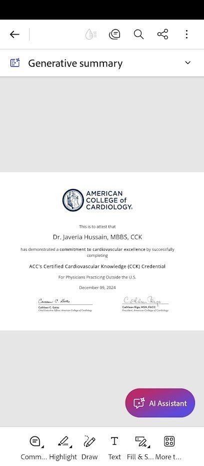 Dr. Javeria Hussain - Cardiac care clinic
