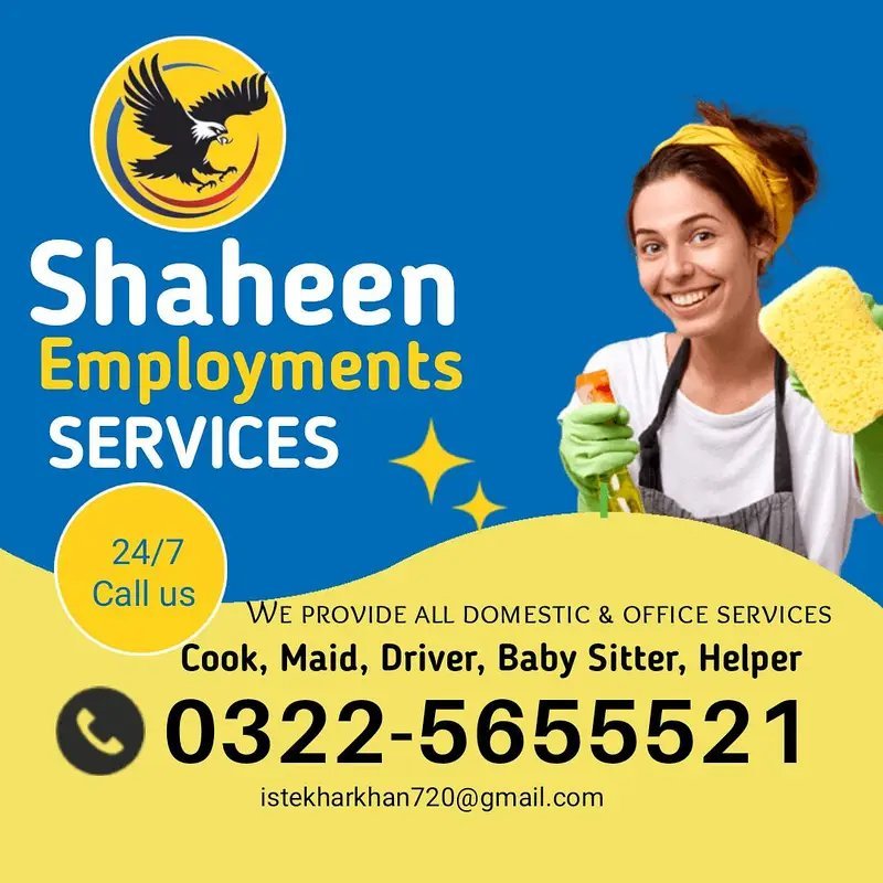 Maid Cook Driver Helper Office Boy Baby Sitter Chef /Maid Hiring