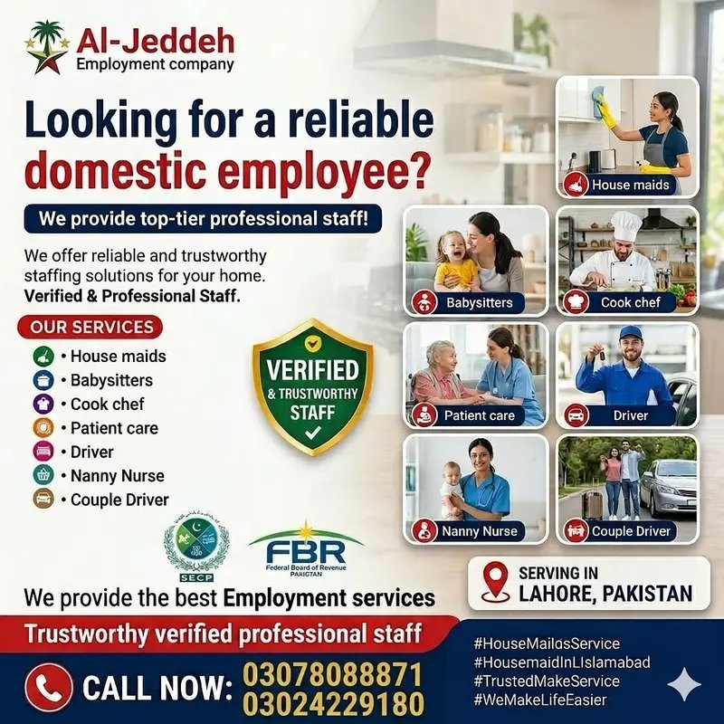 House Maids, Maid, Baby Sitter, Chef, Home Cook, Patient Care, Driver