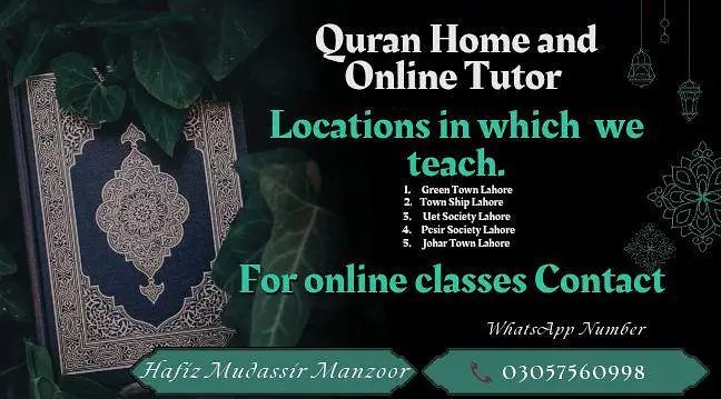Quran Tutor Home And Online Contact On Whatsapp 03025227618.