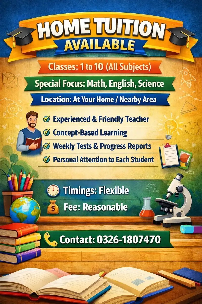 Home Tutor For Grade 1-10
