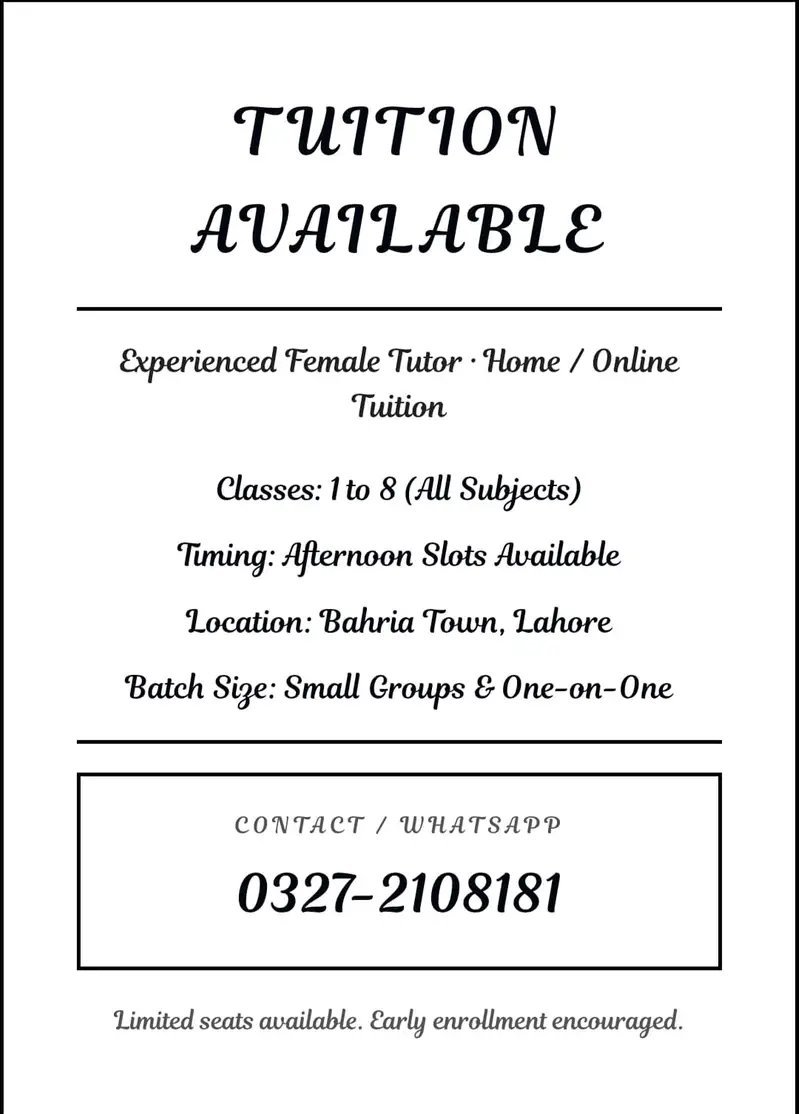 Female Tutor Available
