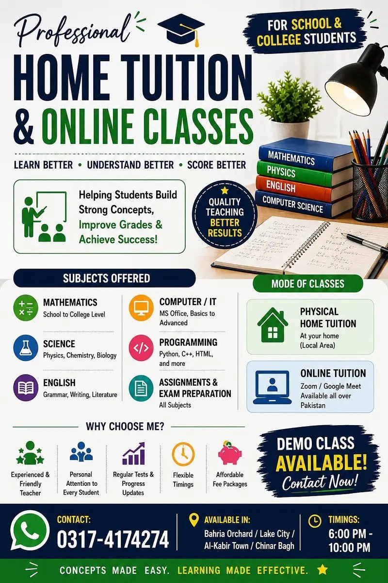 Home Tuition Available