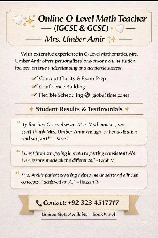 Mathematics Teacher For O Level
