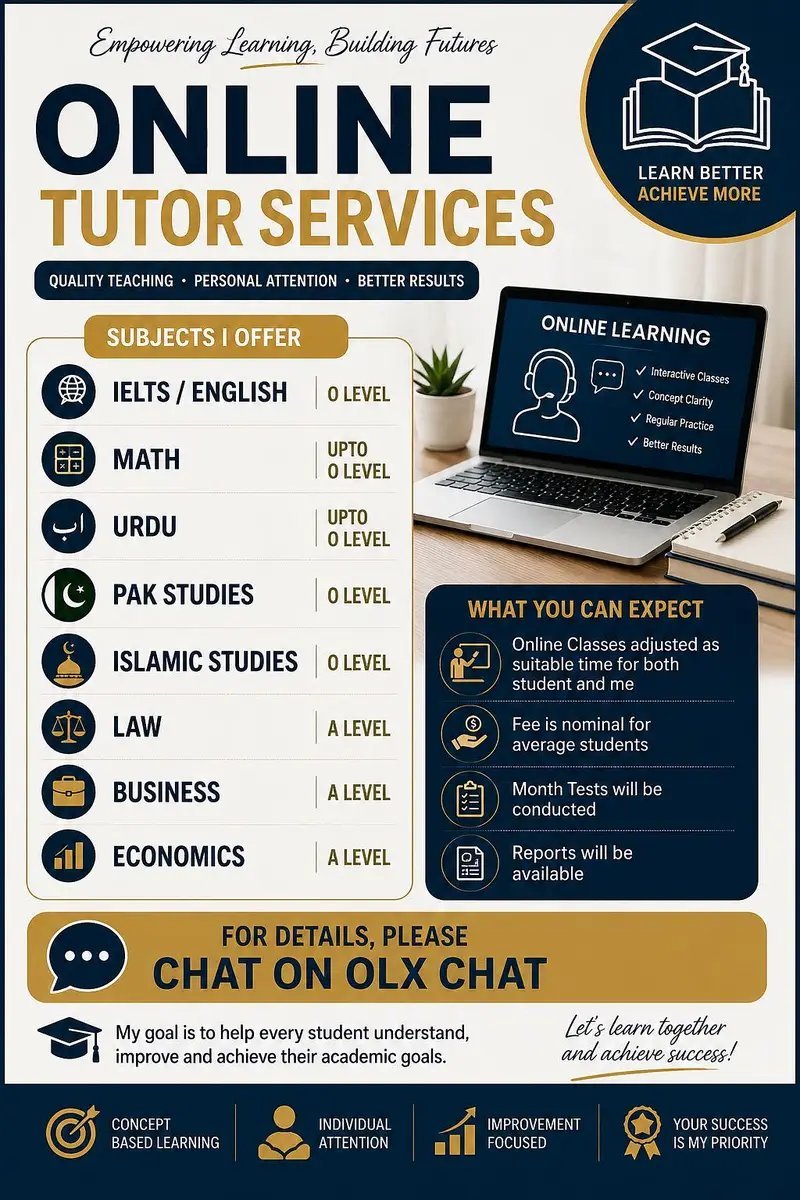 Online Tutor For Ielts, O Level & A Level