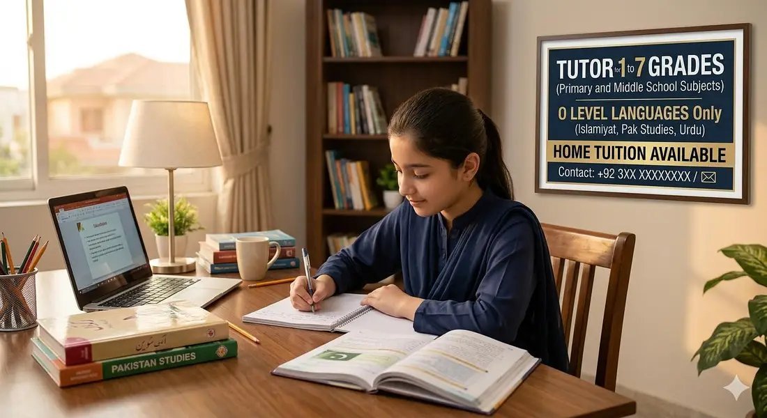 Home Tutor For Grades Playgroup To 7 & O-Level