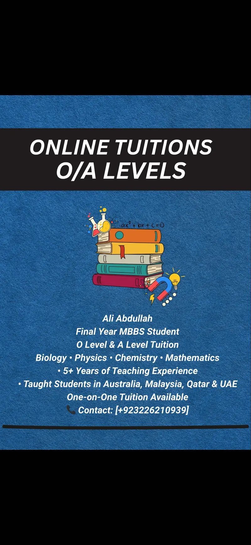 Professional Tutor For O/A Levels Biology Physics Chemistry