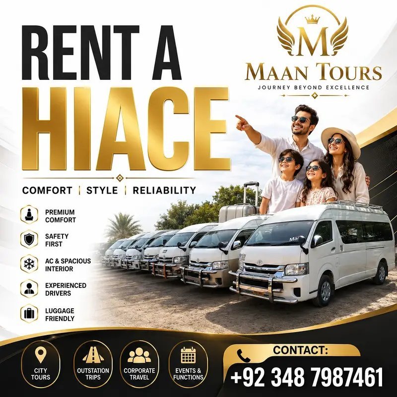 Toyota Hiace For Rent In Multan, Grand Cabin For Rent, Maan Tours